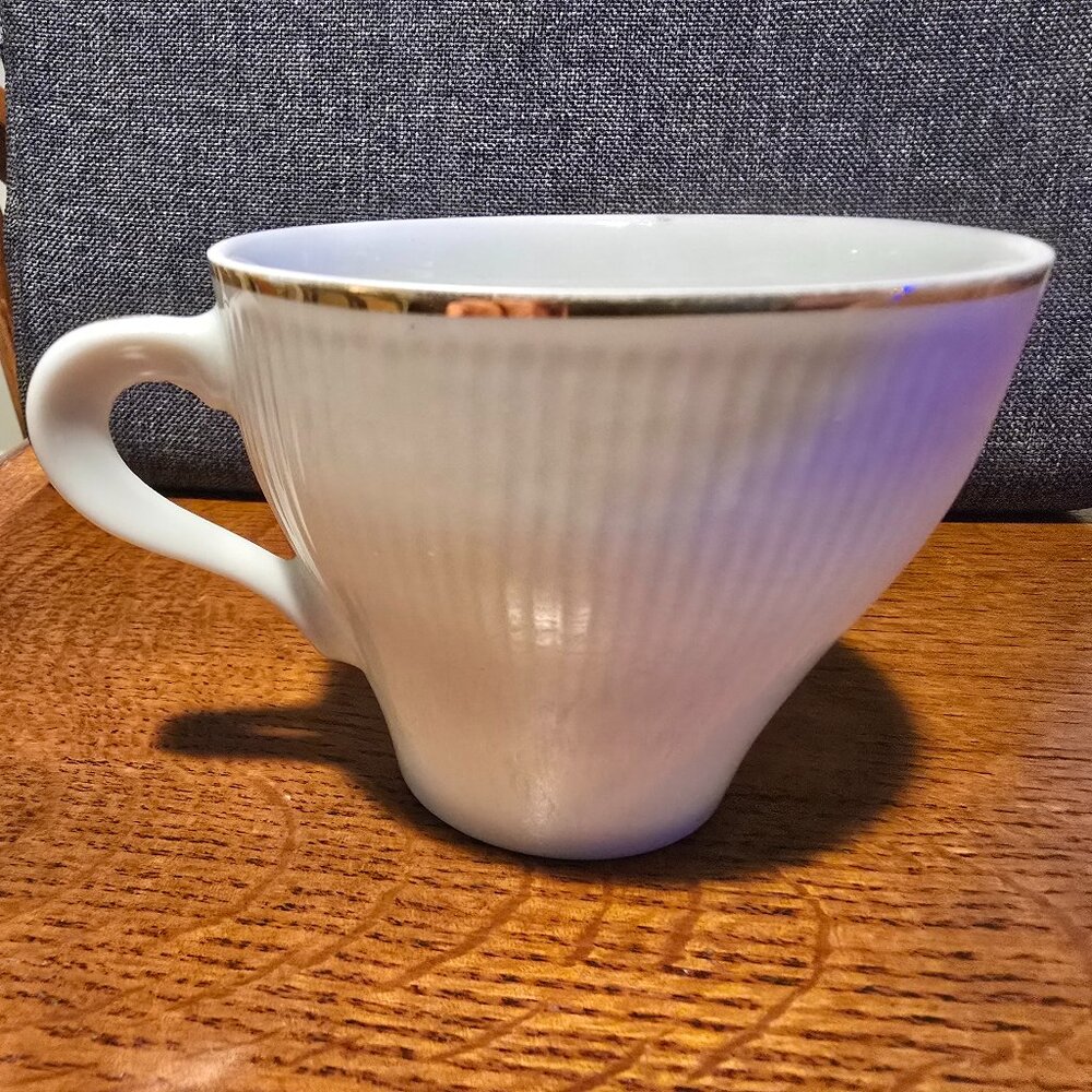 Snow White by Rossini – Set of 3 Ribbed Porcelain Cups –Japan –Vintage Gold Trim